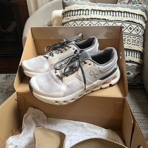 On Running White and Gray Sneakers